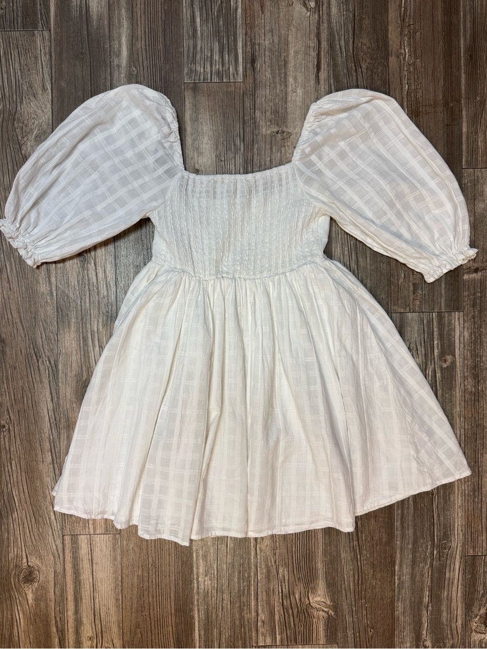 White Cotton Babydoll Dress Cottagecore Puff Sleeve Milkmaid S - Picture 3 of 6